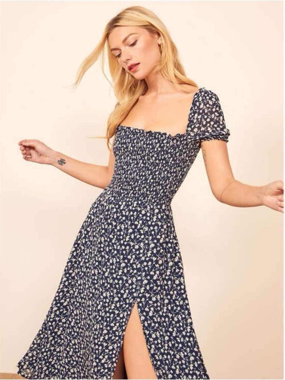 Reformation Inka Dress 
the name of the color design is Elyse